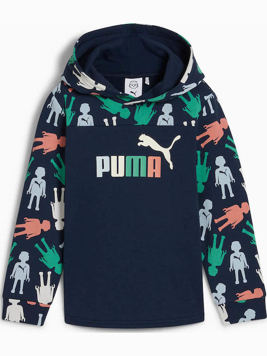 PUMA Kids Sweatshirt with Hood and Pockets Blue
