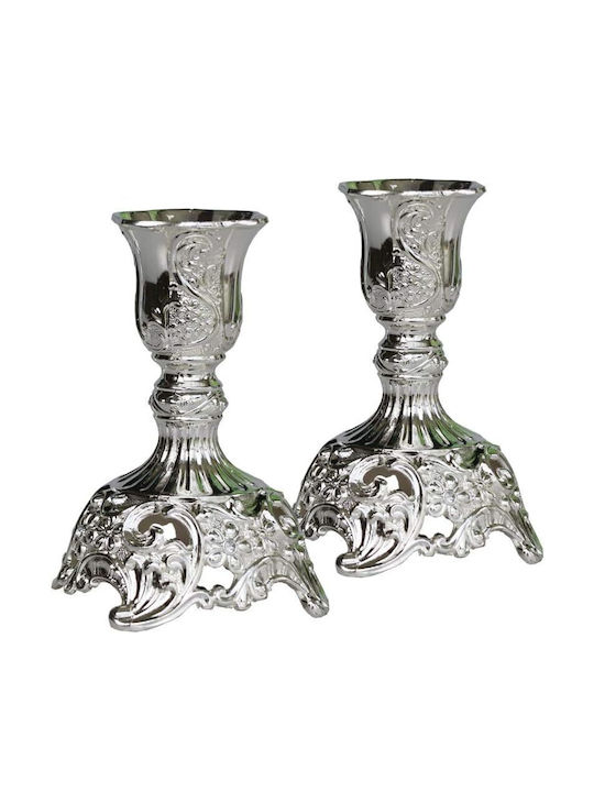 Set aus 2 silbernen Kerzenhaltern mit Deluxe-Gravurdesign