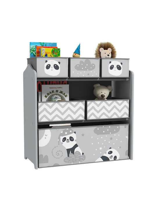 Zonekiz Sistem de Depozitare Jucării din Lemn Gri 63x30x66cm 1buc
