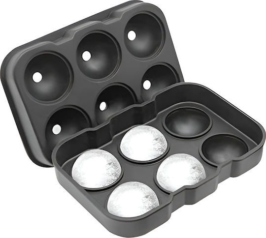 Formă De Gheață Rotundă Din Silicon Cu Capac Capacitate 6 Locuri Neagră idl-00021270