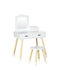 Zonekiz Kinder Schminktisch Set Frisiertisch Hocker Spiegel 2 Schubladen Weiß Holz 316-005v00wt