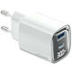 Usams Charger Without Cable GaN with USB-A Port and USB-C Port 30W Whites (CC229)