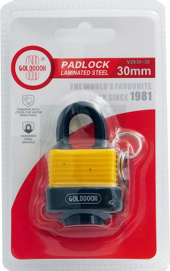 Golddoor Steel Padlock Brass with Key 30mm 1pcs