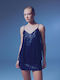 Damen Bluse mit Trägern Blue