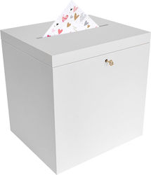Creative Deco Wooden Box Wedding Cards White 29 X 25 X 30 Cm Unpainted Natural Wood