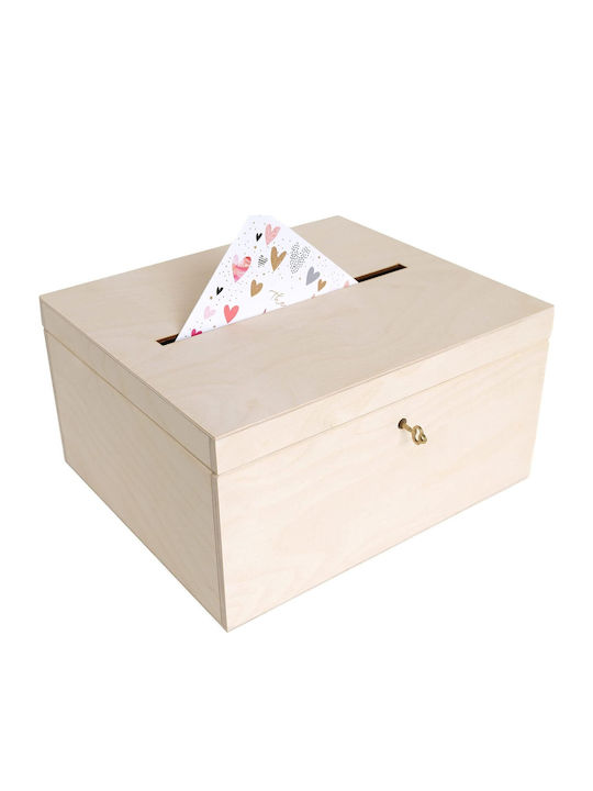 Creative Deco Wooden Box Wedding Cards 29 X 25 X 15 Cm Unpainted Natural Wood
