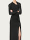 Maxi Abendkleid mit Rüschen Schwarz