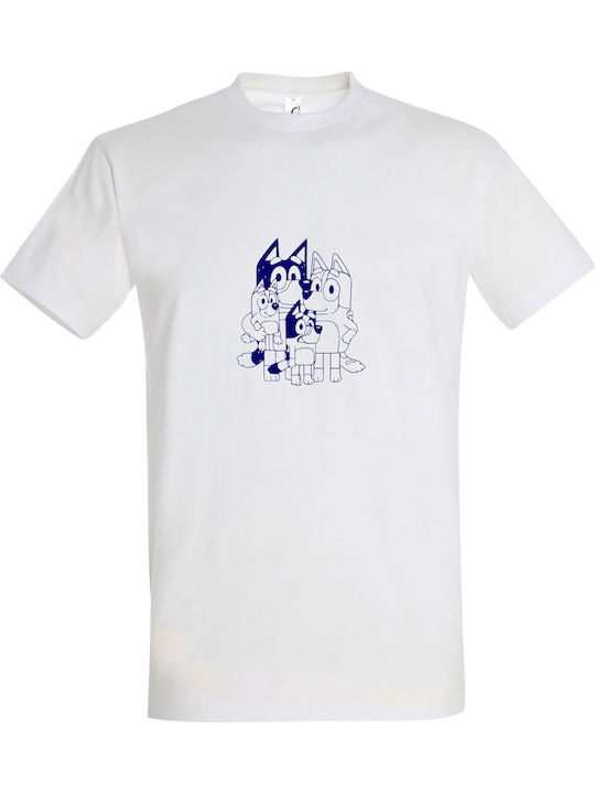 Tricou pentru copii White Bluey Family