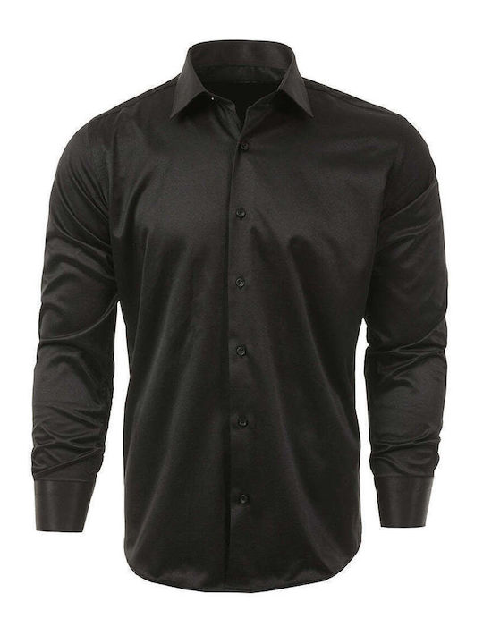 Senior Langärmlig Baumwolle Hemd Black