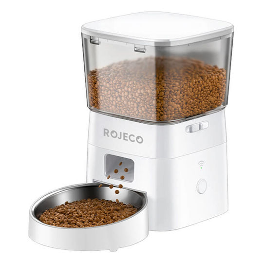 Rojeco Automatisch Edelstahl Schalen Futter für Hund & Katze auf Basis von 2lt 28.5cm in Weiß Farbe