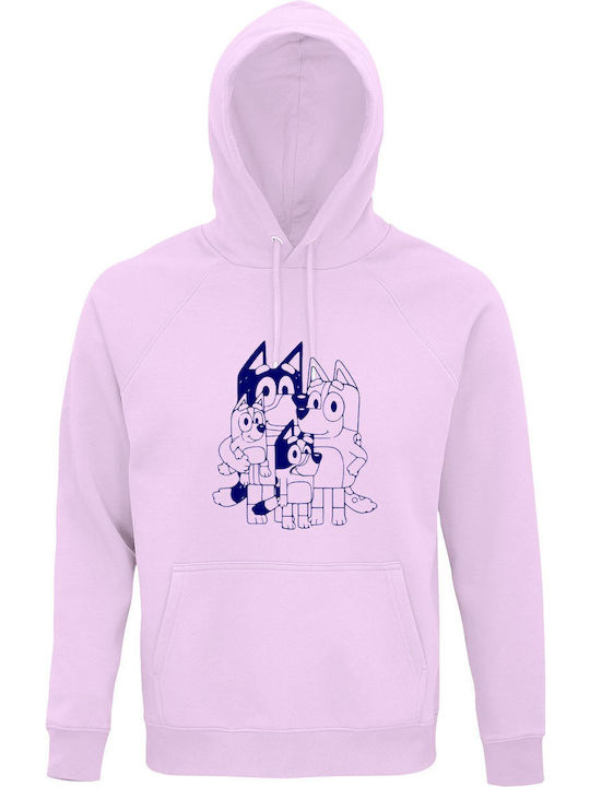 Kinder-Sweatshirt mit Kapuze und Taschen Creamy Pink Bluey Family