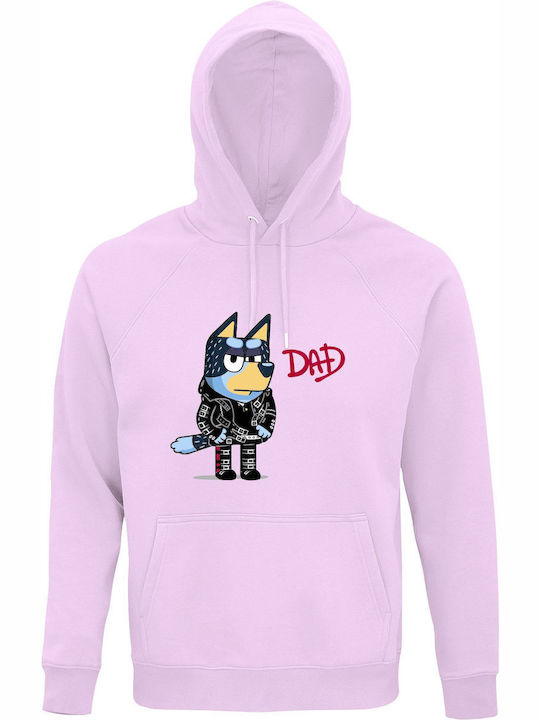Kinder-Sweatshirt mit Kapuze und Taschen Creamy Pink Bluey Dad Rock Star