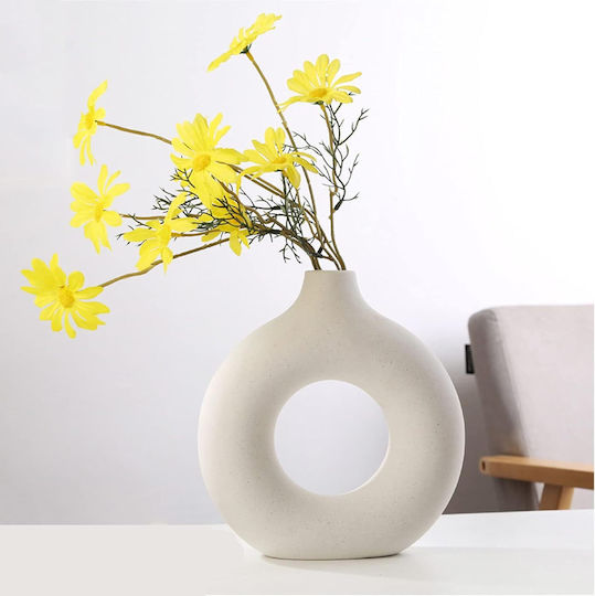 Βάζο Κεραμικό Μπεζ Φ17xΥ18cm