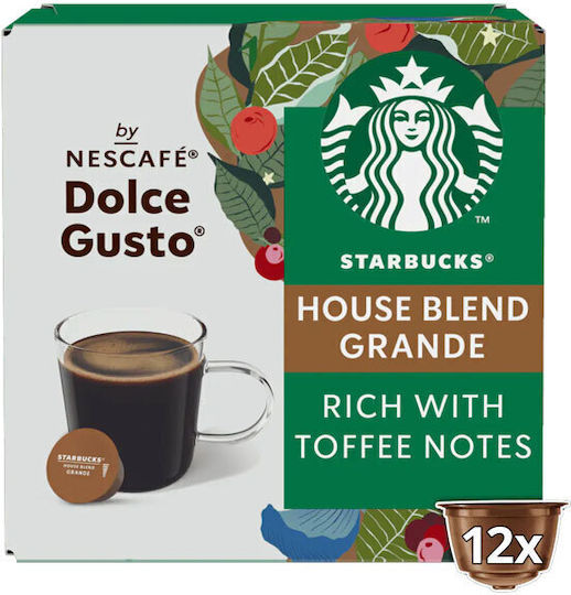 Starbucks Κάψουλες Espresso House Blend Συμβατές με Μηχανή Dolce Gusto 12caps