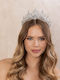 Νυφική Ψηλή Τιάρα Ζιργκόν Ασημί White Queen Tiara Ba16 Hair Duty Hrd-ba16