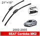Σετ Υαλοκαθαριστήρες 53cm 45cm Seat Cordoba 2002 2003 2004 2005 2006 21" + 18" 2 Τεμάχια Carro 245104