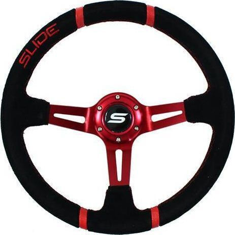 Slide Suet Car Steering Wheel with 35cm Diameter Red/Red