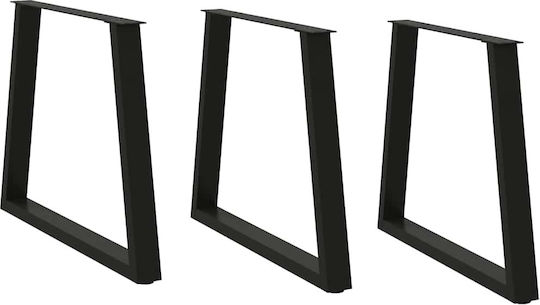 vidaXL Metallic Furniture Leg 3 Pieces Suitable for Table / Coffee Table / Office 80x72cm Black