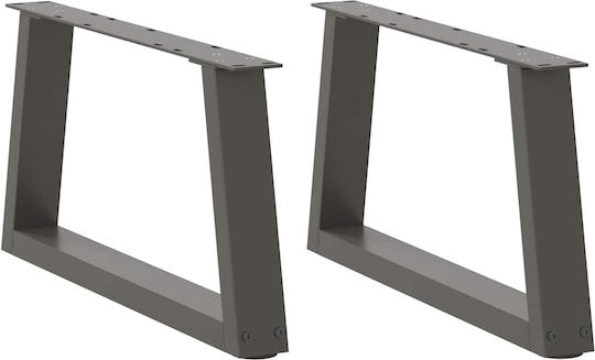 vidaXL Metallisches Möbelbein 2 Stück Für Tisch / Beistelltisch / Büro 60x30cm Anthrazit
