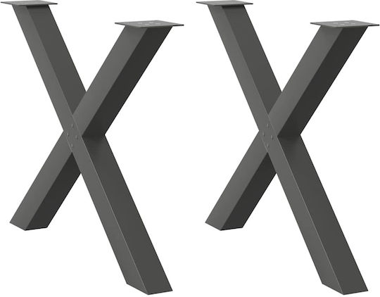 vidaXL Picior Metalic Pentru Mobilier 2 Bucăți Potrivit Pentru Masă / Măsuță / Birou 90x72cm Antracit