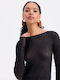 Damen Bluse mit Transparenz Schwarz