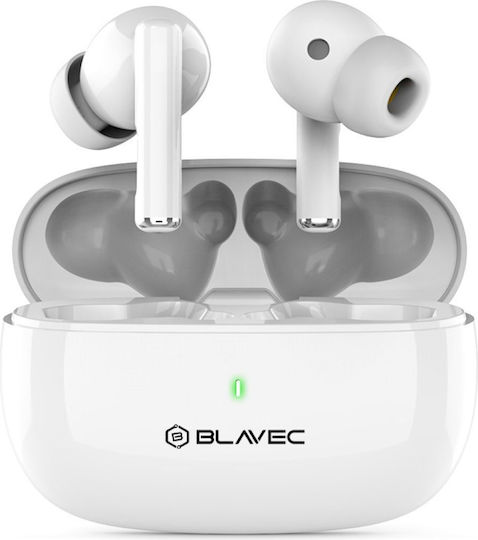 Blavec In-ear Bluetooth Handsfree Ακουστικά με Θήκη Φόρτισης Λευκά