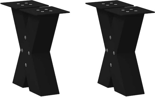 vidaXL Металик Крак За Мебел 2 Бройки Подходящ За Маса / Малка Маса / Офис 30x30см Черен