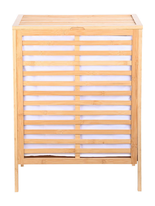 Estia Essentials Καλάθι Απλύτων Bamboo 60lt με Καπάκι 53x35x71cm Καφέ
