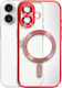 Avizar Case Magsafe Iphone 16 Plus Silicone Contour Chrome Red