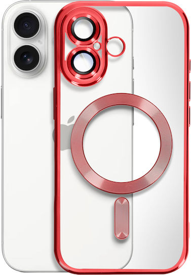 Avizar Case Magsafe Iphone 16 Plus Silicone Contour Chrome Red