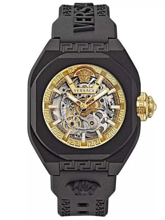Versace Мъжки Часовник Автоматичен с Черна Каучукова Каишка