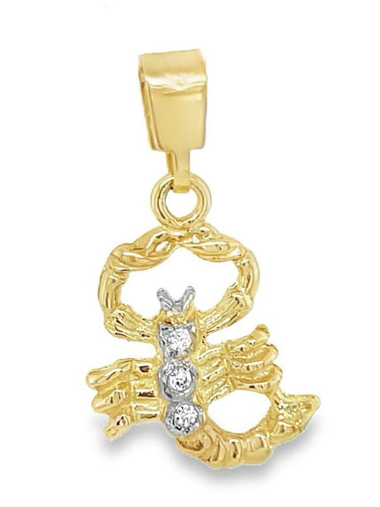 Xryseio Scorpio Zodiac Sign Charm in 14K Gold with Zircon