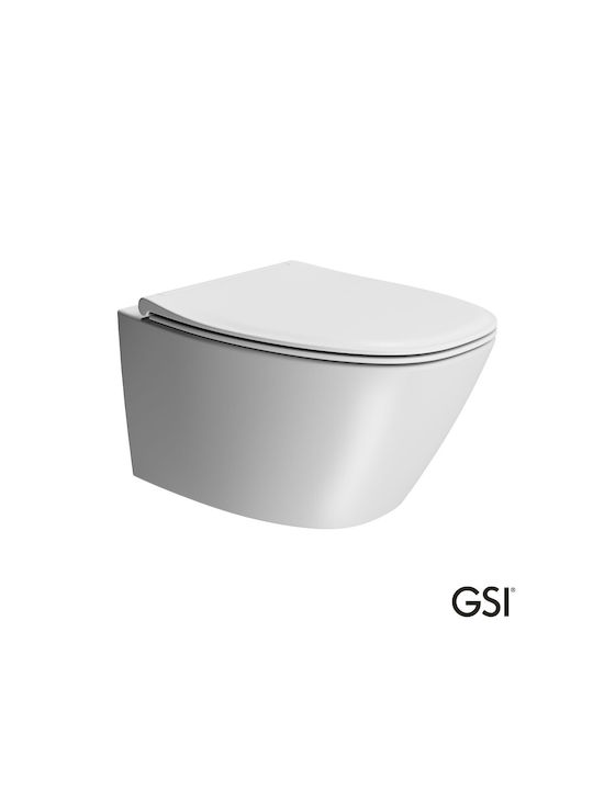 GSI Swirlflush Монтирана на стена тоалетна с Стройна Капак Софт Клоуз Бяла