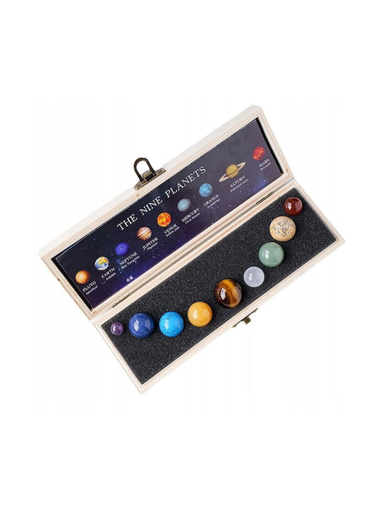 Solar System Minerals Stones in a Wooden Box Gift 9 Planets