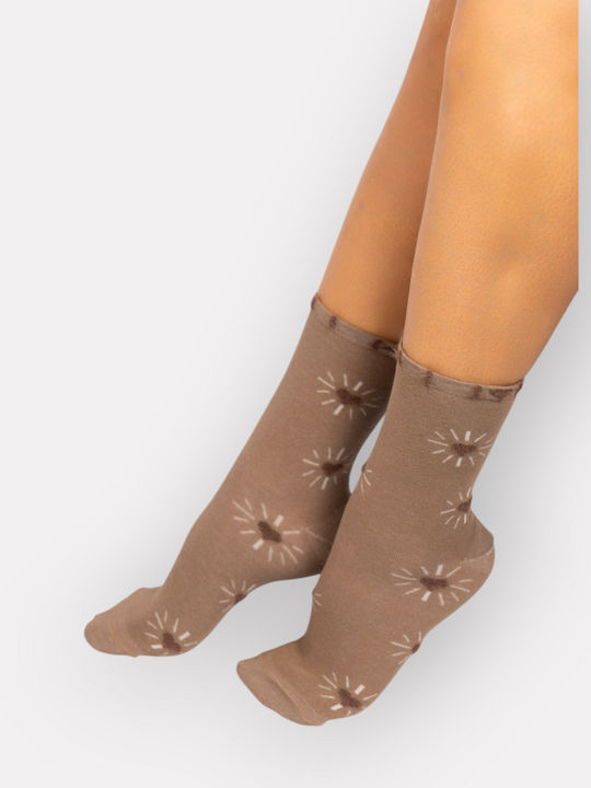 Pro Socks Γυναικείες Κάλτσες με Σχέδια Καφέ