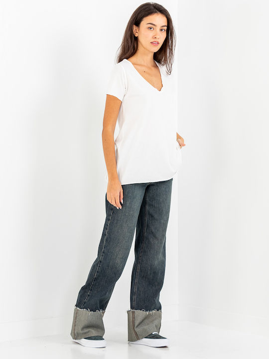 High Waist Women's Jean Trousers in Regular Fit Dark Blue