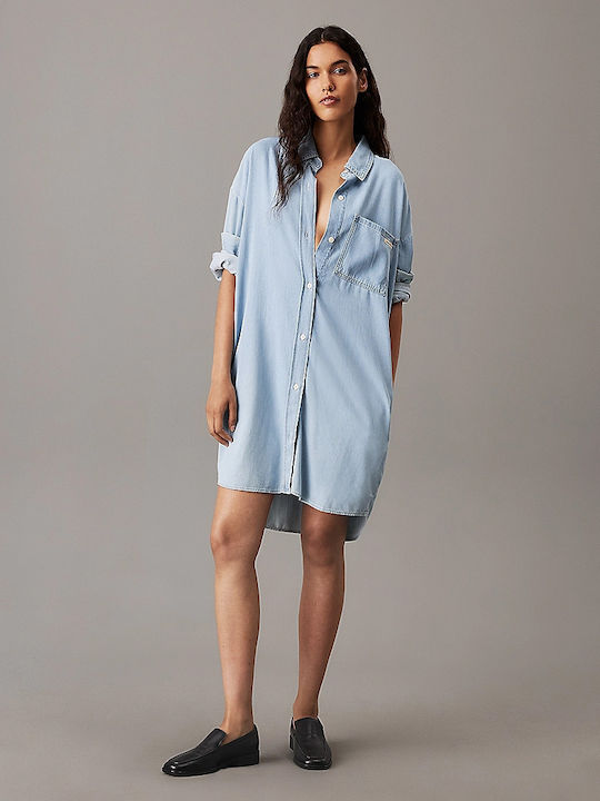 Mini Shirt Dress Denim Medium