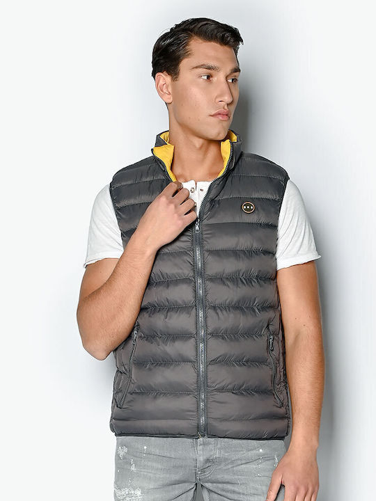 Brokers Jeans Sleeveless Jacket Puffer Grey-yellow