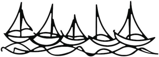 Wallity Wanddekoration Silhouette Ships In Water Schwarz aus Metall 68x24cm