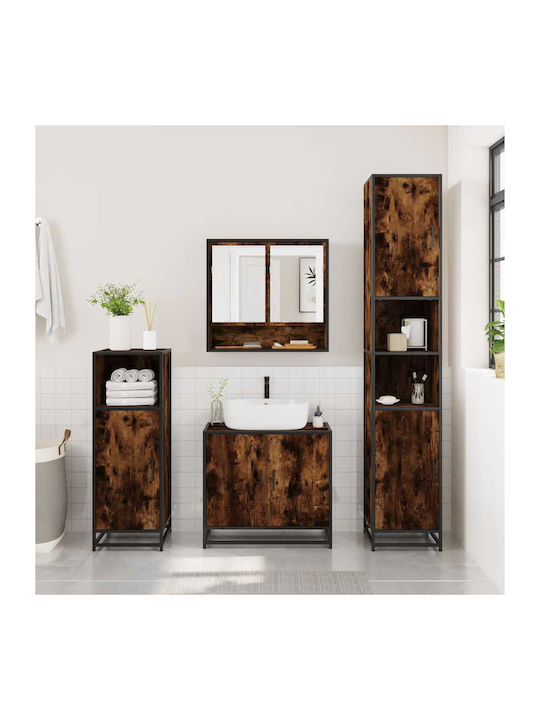 vidaXL Oglindă de Baie cu Dulap 65x20cm Maro