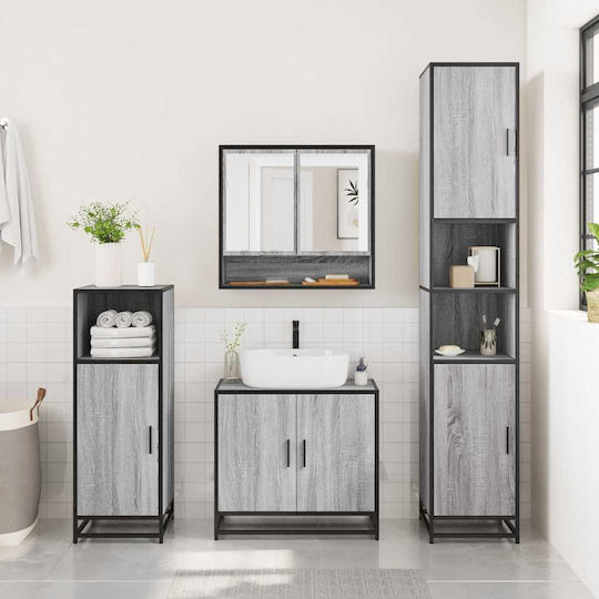 vidaXL Bathroom Mirror made of Metal with Cabinet 65x20cm Gray