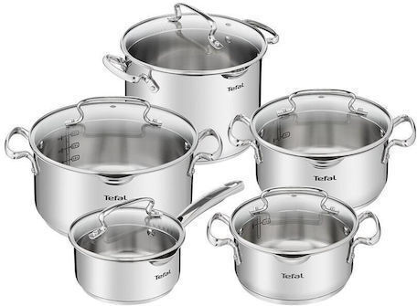 Tefal Duetto+ Pots Set from Stainless Steel Silver 5 Pieces