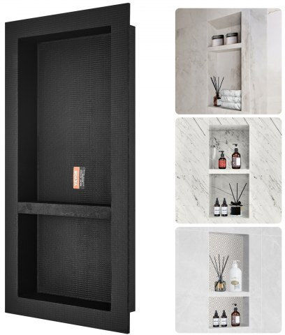 Vevor Corner Wall Mounted Bathroom Shelf Plastic Black
