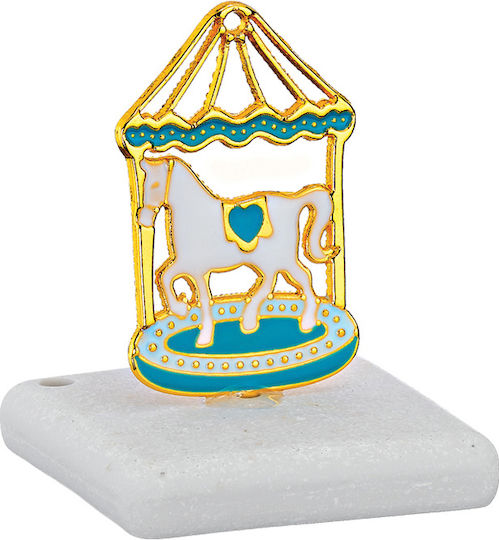 Adorex Christmas Decorative Carousel Horse Marble 5x5x6.5cm M12325 Light Blue