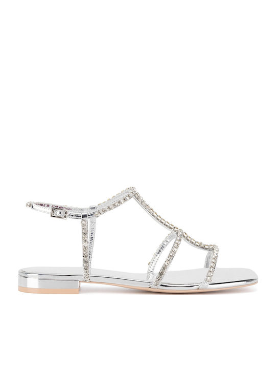 Badura Flache Sandalen für Damen in Silber Farbe