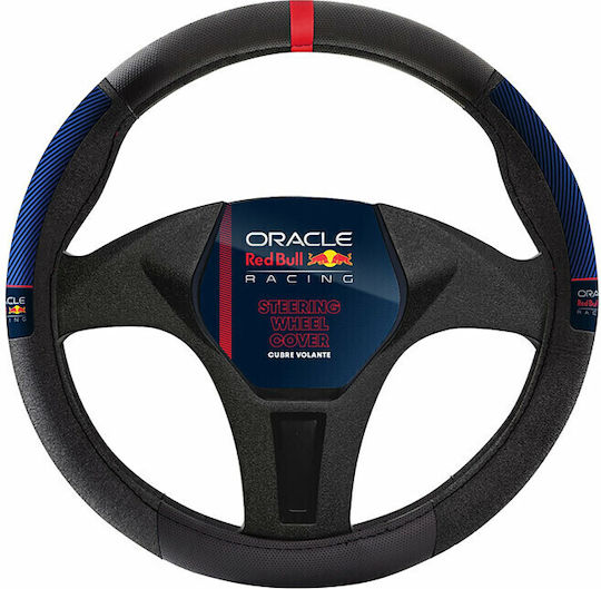 Oracle Red Bull Racing Κάλυμμα Τιμονιού Αυτοκινήτου με Διάμετρο 37εκ. Δερμάτινο Μαύρο με Κόκκινη Ραφή