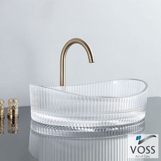 Voss Επικαθήμενος Νιπτήρας Γυάλινος 50x37.5x14cm Glass Clear Voss Επικαθήμενος Νιπτήρας Γυάλινος 50x37.5x14cm Glass Clear