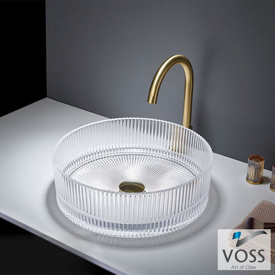 Voss Επικαθήμενος Νιπτήρας Γυάλινος 40x40x12cm Glass Clear Voss Επικαθήμενος Νιπτήρας Γυάλινος 40x40x12cm Glass Clear