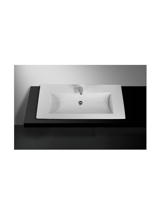 Sanindusa Επικαθήμενος Νιπτήρας Πορσελάνης 120x50cm Λευκός