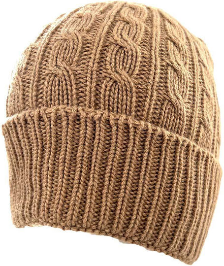 Beanie Unisex Σκούφος Πλεκτός σε Μπεζ χρώμα